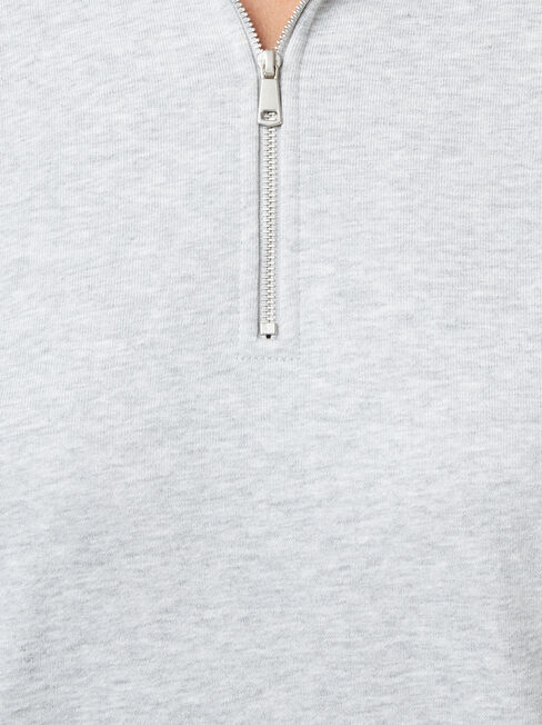 Zip Front Sweat, Grey, hi-res