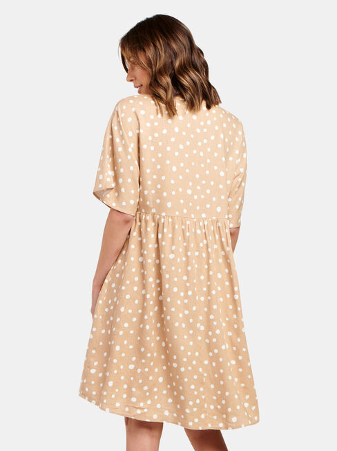Bec Linen Blend Dress, Print, hi-res