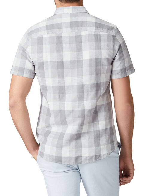 Byrne Short Sleeve Check Shirt, Grey, hi-res
