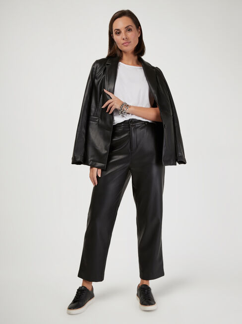 Dalia Faux Leather Blazer, Black, hi-res