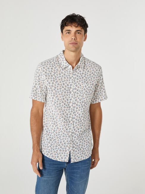 SS Hudson Print Shirt, White, hi-res