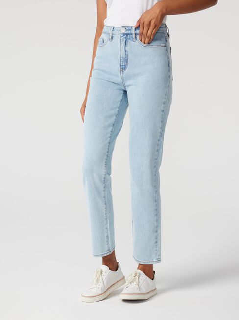 Naomi Mid Waisted Straight jeans, Faded Blue, hi-res