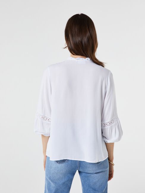 Fawn lace Insert Blouse, White, hi-res