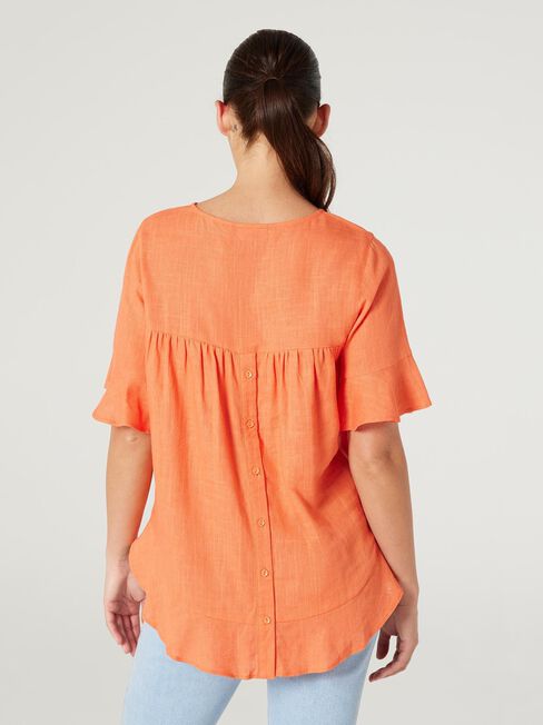 Alivia Ruffle Hem Top, Orange, hi-res