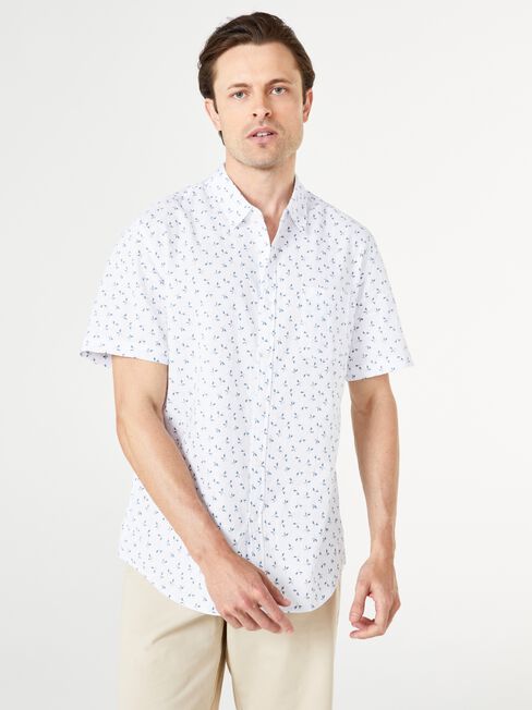 SS Pierson Print Shirt, White, hi-res