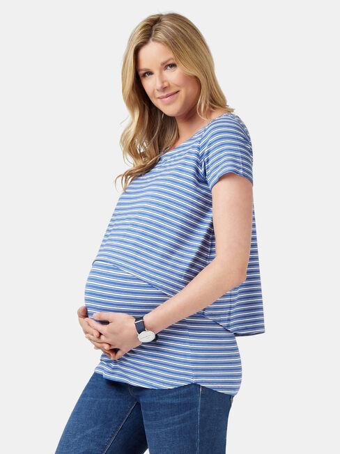 Cerese Layered Maternity Top, Stripe, hi-res
