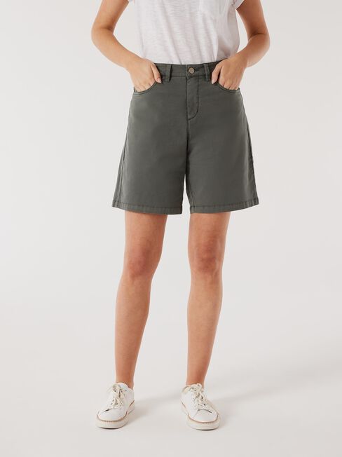 Libby Bermuda Denim Walk Short, Green, hi-res