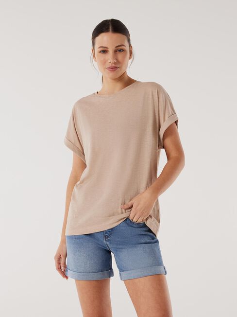 Drop Shoulder Tee, Caramel, hi-res