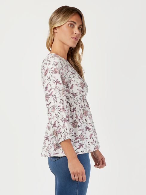 Gracie Shirred Bust Top, Floral, hi-res