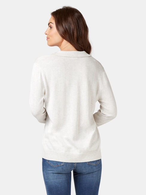 Iris Collared Knit, White, hi-res