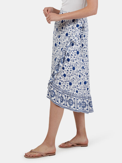 Chloe Midi Wrap Skirt, Blue, hi-res