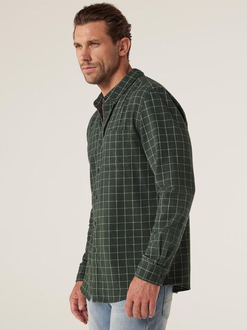 Jeremy Brushed Long Sleeve Shirt, Green Multi, hi-res