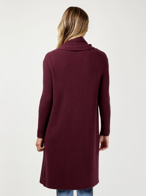 Hannah Ribbed Coatigan, Purple, hi-res