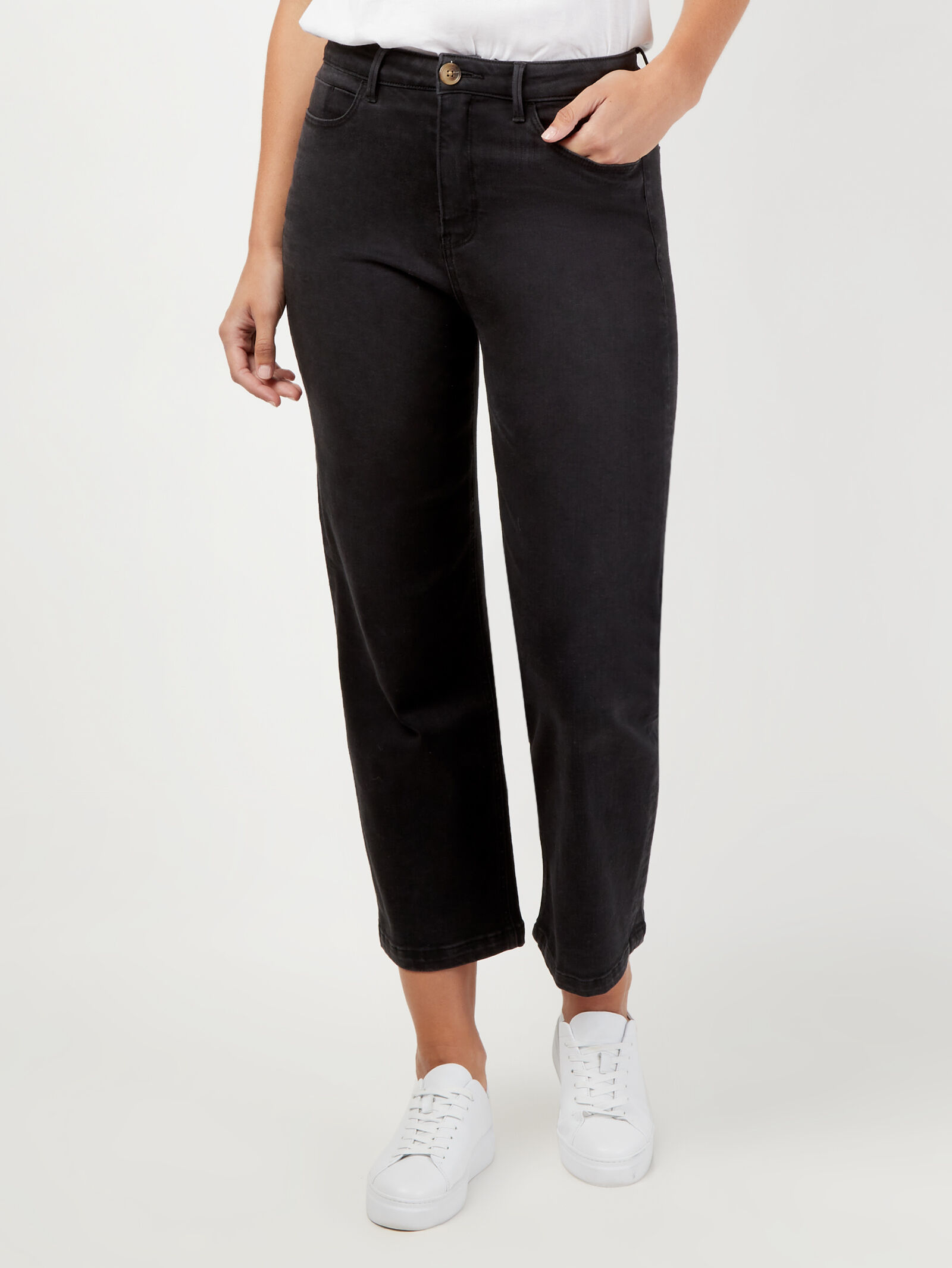 Wide leg cropped black jeans shop