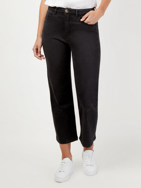 Kelly Wide Leg Crop Jeans, Black, hi-res
