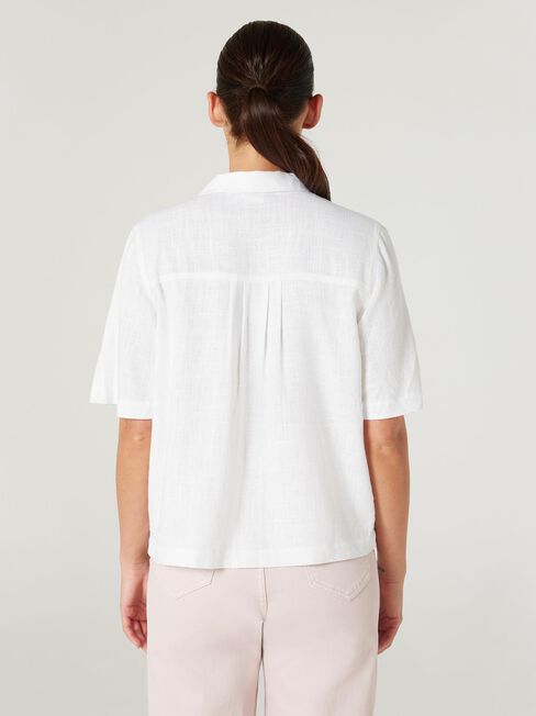 Callie Cropped Shirt, White, hi-res