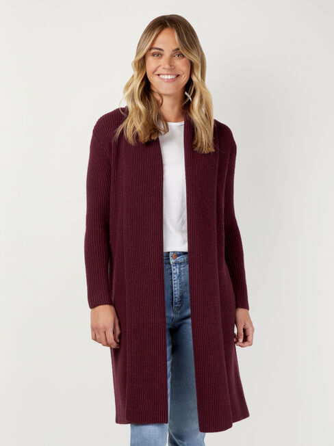 Hannah Ribbed Coatigan, Purple, hi-res