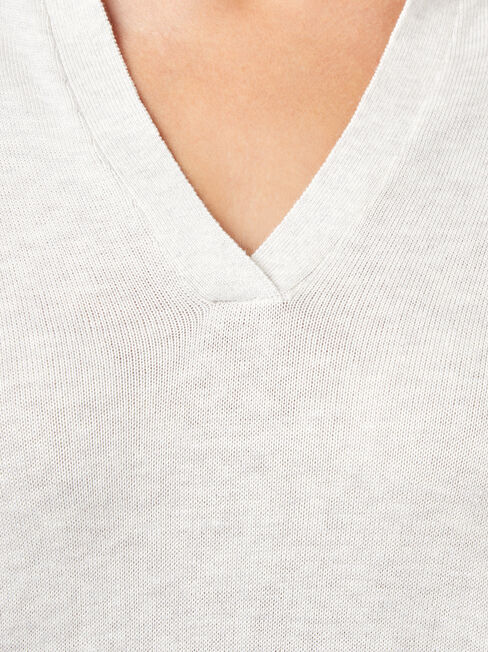 Iris Collared Knit, White, hi-res