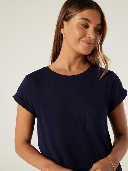 Essential Slub Pocket Tee, French Navy, hi-res