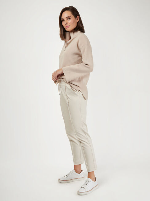 Gloria High Neck Half Zip Knit, Sandwash, hi-res