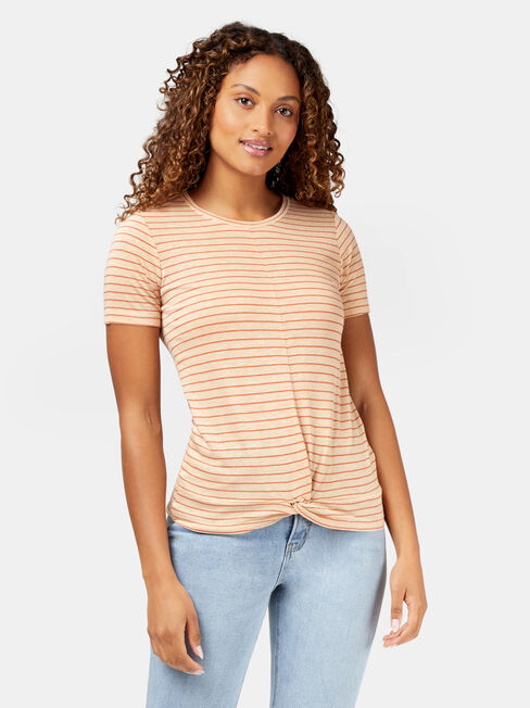 Nia Knot Front Tee, Red, hi-res
