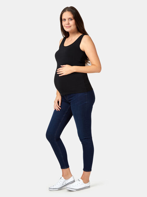 Post Maternity Cotton Nursing Tank, Black, hi-res