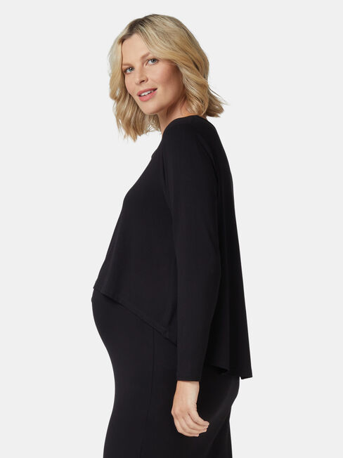 Lina Long Sleeve Maternity Dress, Black, hi-res