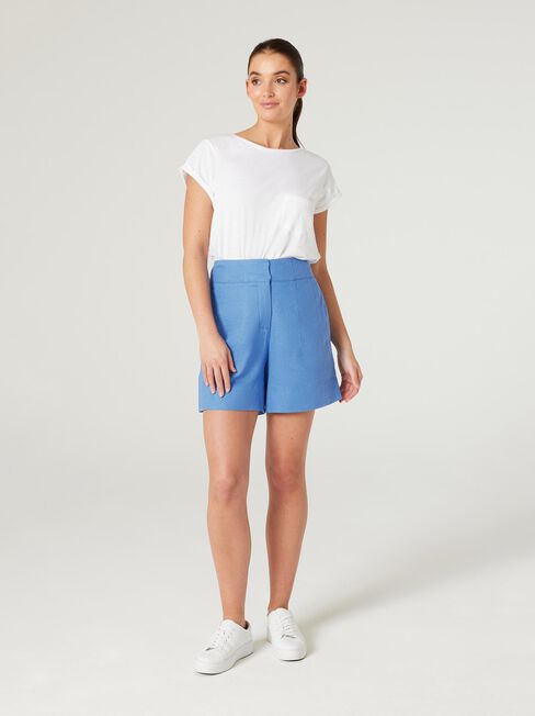 Tailored Linen Short, Sapphire, hi-res