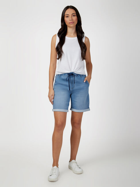 Abbey Luxe Jogger Bermuda Short, Light Indigo, hi-res