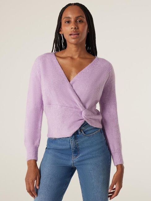Tori Twist Front Knit, Purple, hi-res