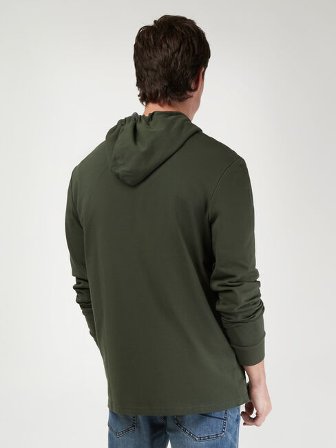 LS Mason Hooded Henley Top, Green, hi-res