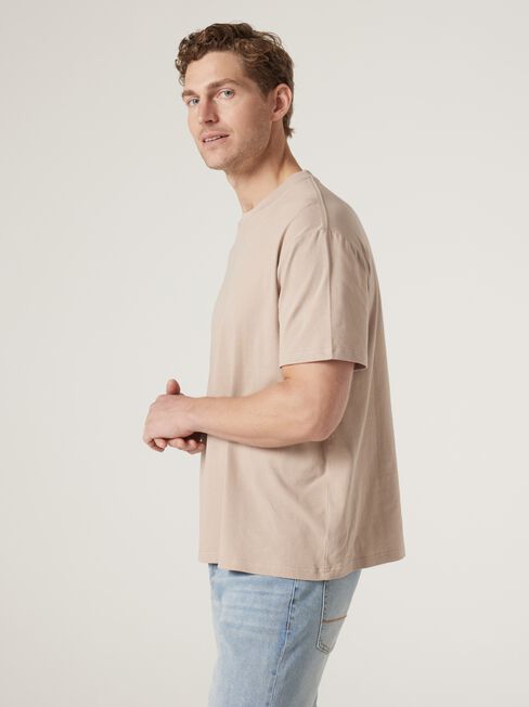 Ace Relaxed Fit Basic Crew Tee, Brown, hi-res