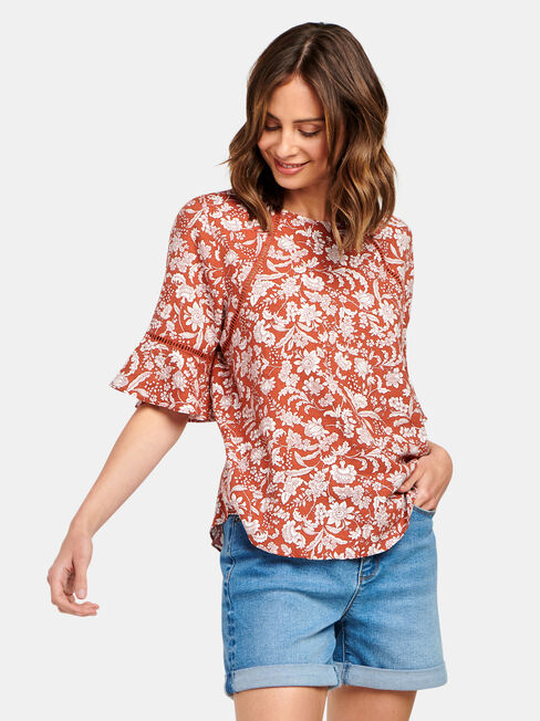 Cora Linen Blend Top, Black, hi-res