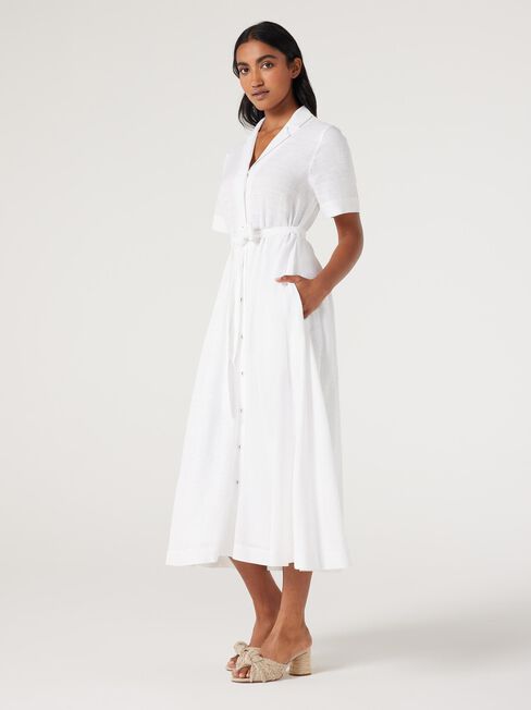 Lydia Shirt Dress, White, hi-res