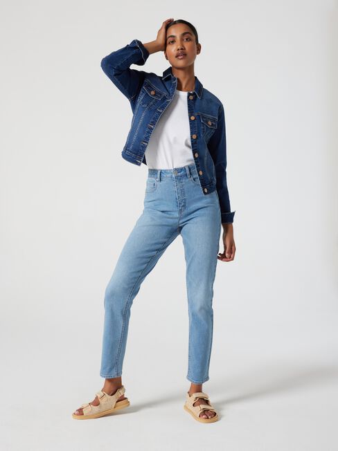 Sienna High Waisted Slim Straight Jeans, Light Indigo, hi-res