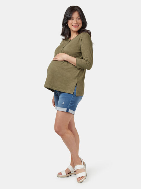 Hendy Henley Maternity Tee, Green, hi-res