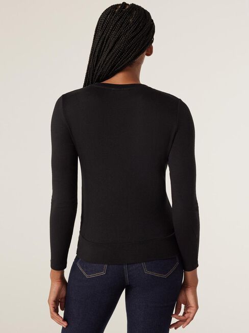 Hazel Soft Touch Twist Front Pullover, Black, hi-res