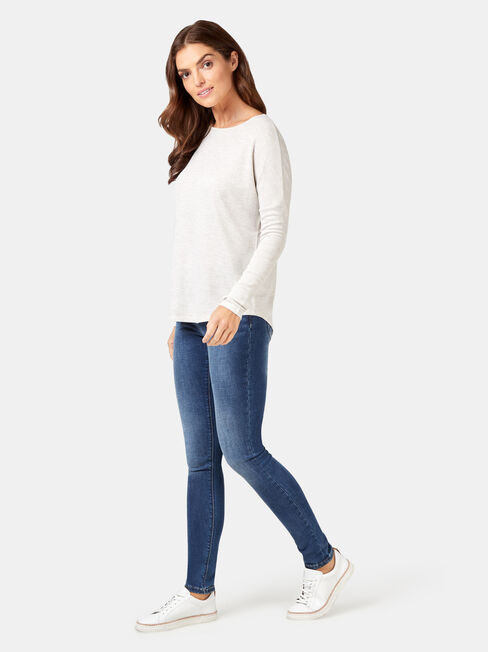 Max Curve Hem Textured Top, White, hi-res
