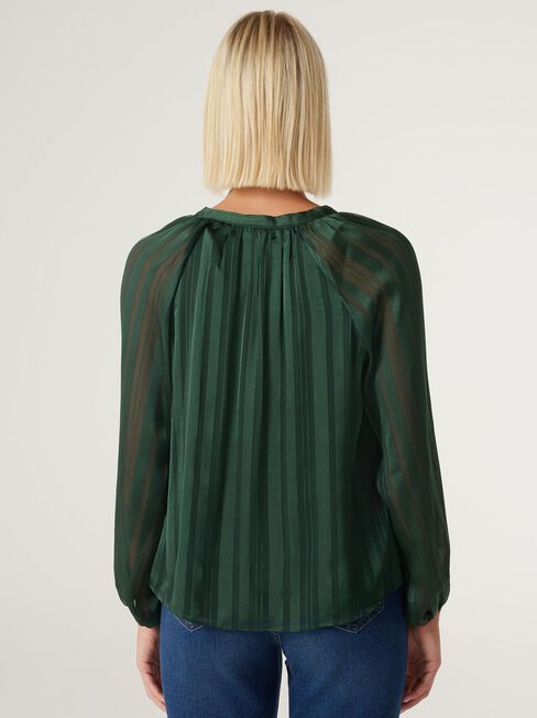 Bailey Tie Front Blouse, Forest Green, hi-res