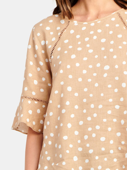Cora Linen Blend Top, Brown, hi-res