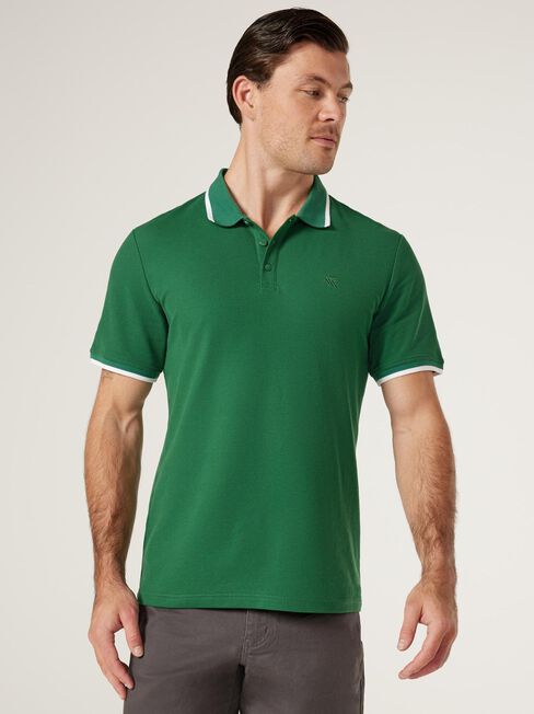 Nash Tipped Short Sleeve Polo, Pine, hi-res