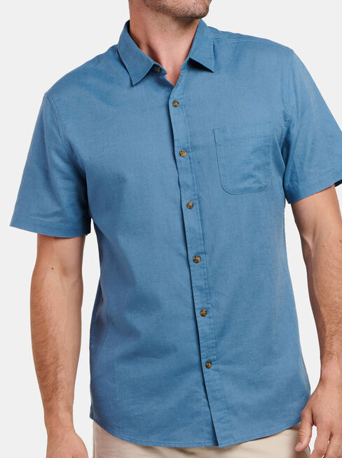 Ethan Short Sleeve Textured Shirt, Blue, hi-res