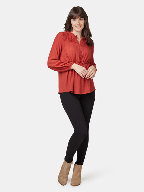 Aria Peplum Hem Top, Red, hi-res