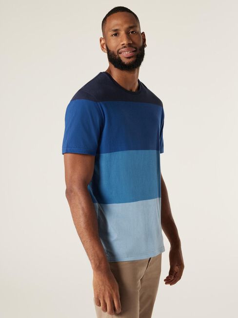 SS Logan Stripe Crew Tee, Blue Multi, hi-res