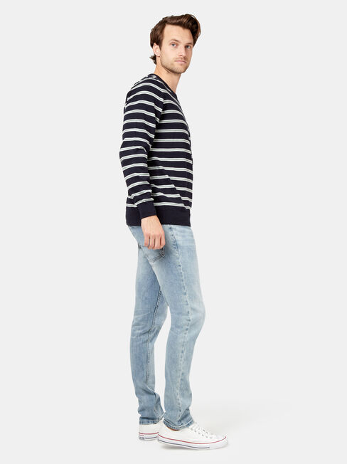 Lincoln Stripe Crew Knit, Blue, hi-res