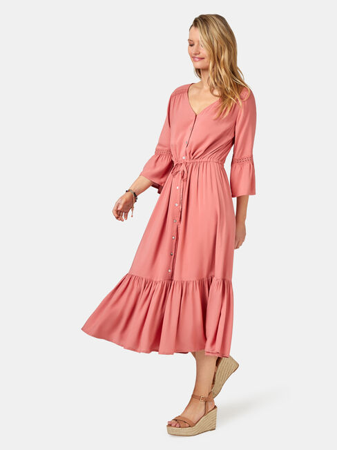 Willow Peasant Dress, Red, hi-res