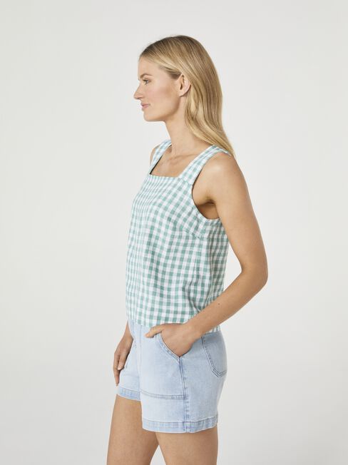 Belle Button Back Cami, Green, hi-res
