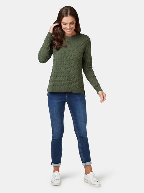 Lyn Linear Bobble Knit, Green, hi-res