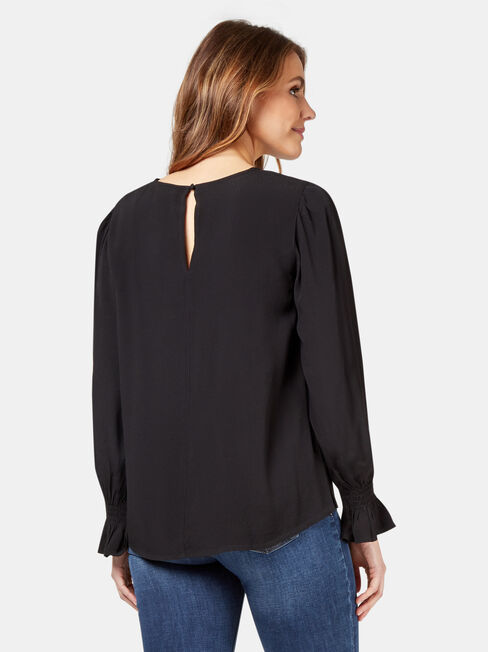 Elliot High Low Blouse, Black, hi-res