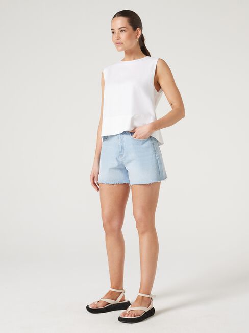 Maddy Linen Tank, White, hi-res